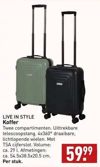 ALDI LIVE IN STYLE Koffer 54.5x38.5x20.5CM aanbieding