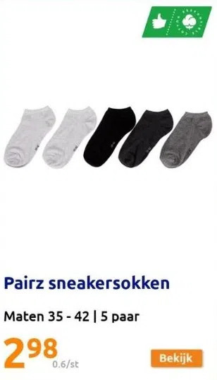 Action Pairz sneakersokken aanbieding