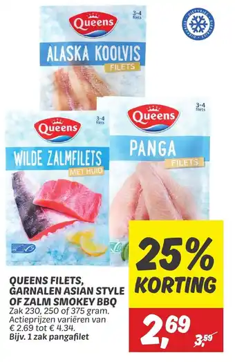 Dekamarkt QUEENS FILETS, GARNALEN ASIAN STYLE OF ZALM SMOKEY BBQ aanbieding