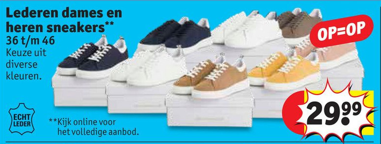Lederen dames en heren sneakers aanbieding bij Kruidvat