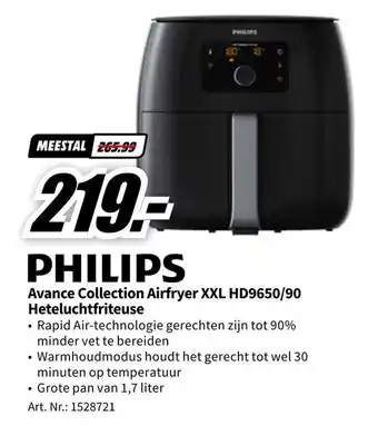 MediaMarkt PHILIPS Avance Collection Airfryer XXL HD9650/90 Heteluchtfriteuse aanbieding