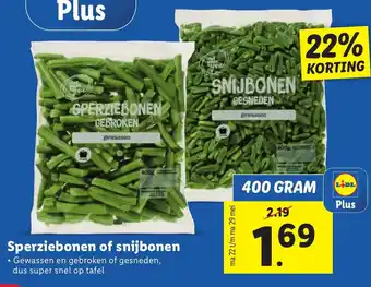 Lidl Sperziebonen of snijbonen 400g aanbieding