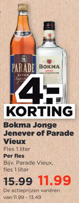 PLUS Bokma Jonge Jenever of Parade Vieux aanbieding