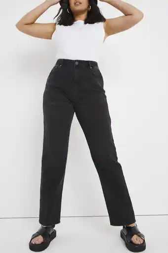 Wehkamp Simply be high waist straight fit jeans antraciet aanbieding