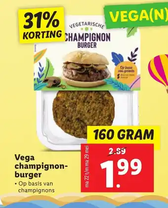 Lidl Vega champignon-burger 160 gram aanbieding