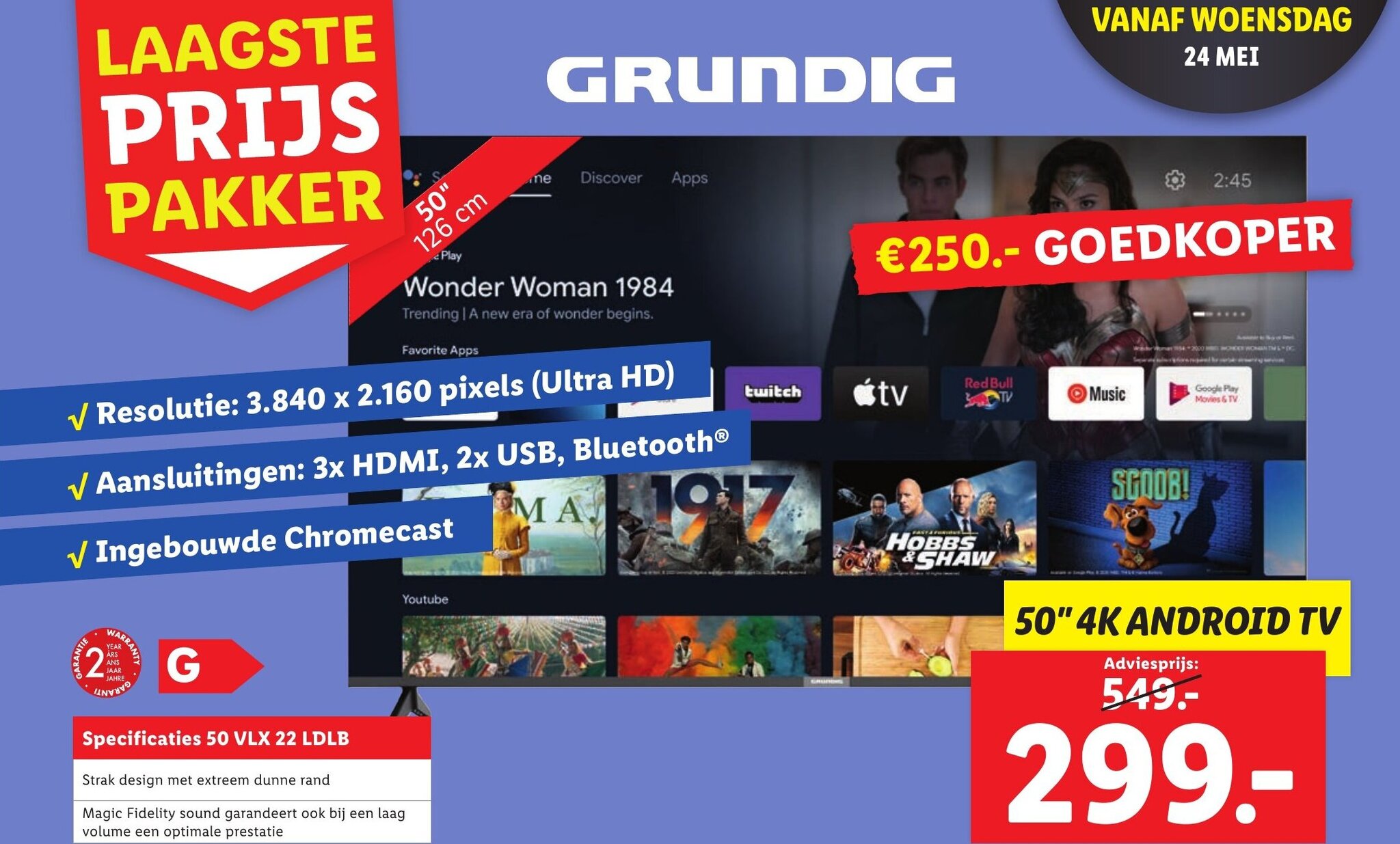 Lidl GRUNDIG 50" 4K ANDROID TV aanbieding