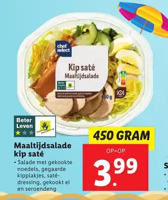 Lidl Maaltijdsalade kip saté 450 gram aanbieding