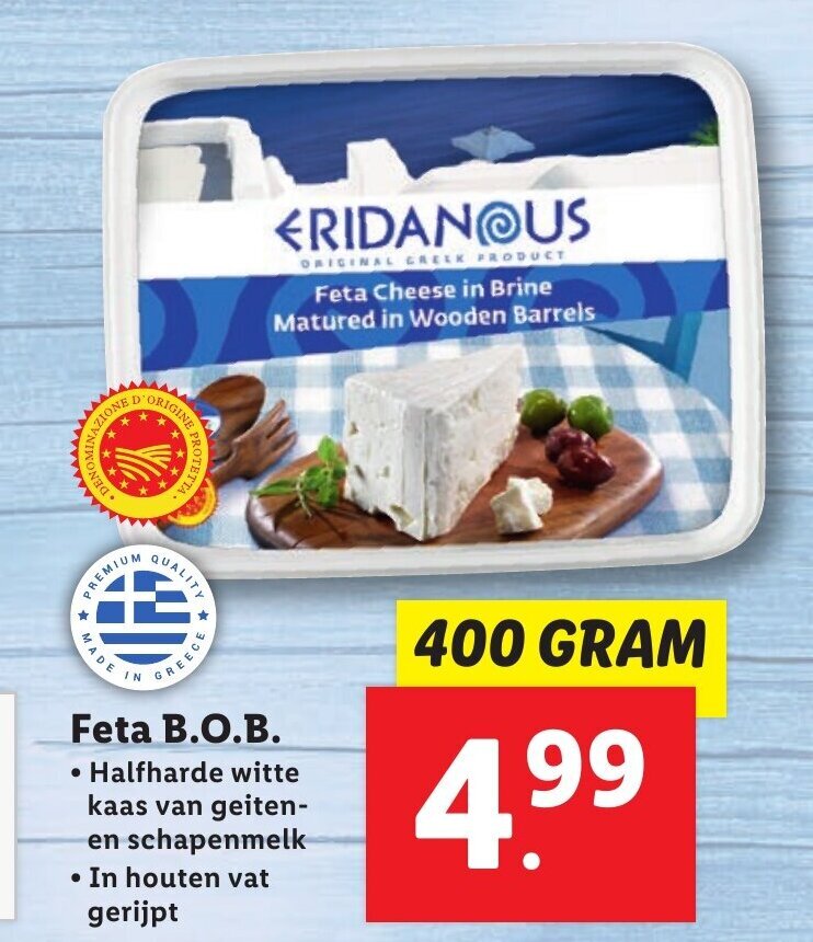 Feta B.O.B. 400 gram aanbieding bij Lidl