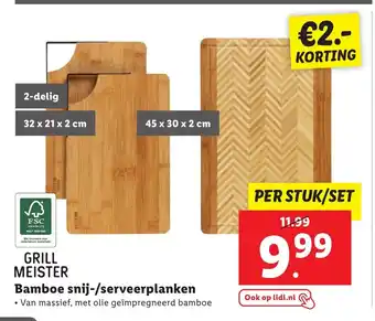 Lidl GRILL MEISTER Bamboe snij-/serveerplanken aanbieding