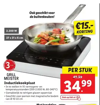 Lidl GRILL MEISTER Inductiekookplaat 27 x 31 x 6 cm aanbieding