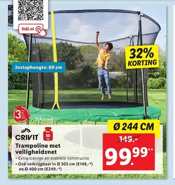 Lidl CRIVIT Trampoline met veiligheidsnet 244 cm aanbieding