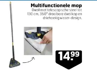 Trekpleister Multifunctionele mop Dweil met telescopische steel tot 130 cm, 360° draaibare dweilkop en driehoekig wisser-design. aanbieding