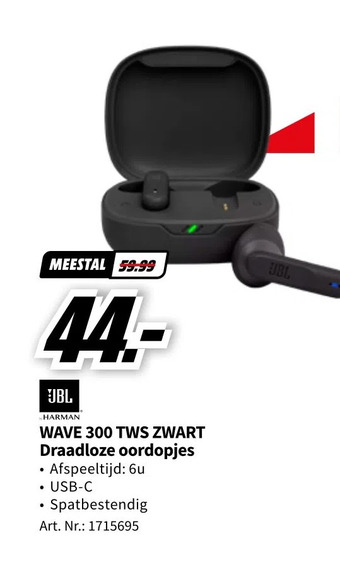 MediaMarkt Jbl wave 300 tws zwart draadloze oordopjes aanbieding