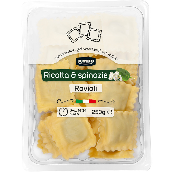 Jumbo verse pasta ravioli ricotta & spinazie 250g aanbieding bij Jumbo