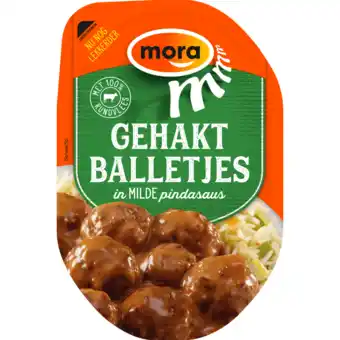 Jumbo Mora gehaktballetjes in milde pindasaus 160g aanbieding