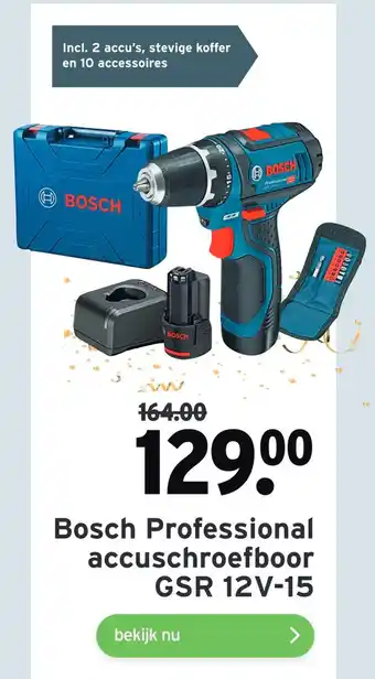 GAMMA Bosch Professional accuschroefboor GSR 12V-15 aanbieding