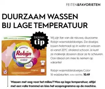 Blokker Robijn wasmiddeldoekjes aanbieding