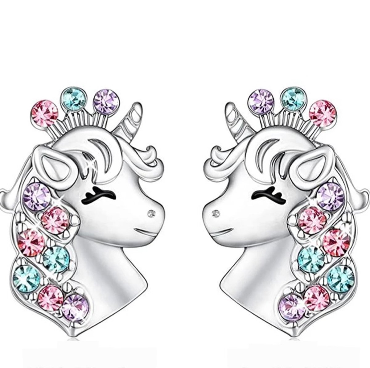 Bol.com Kinderoorbellen - zilver - unicorn - leeftijd vanaf 6 jaar - cadeau voor kind aanbieding