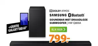 Expert Samsung Bluetooth Soundbar Met Draadloze Subwoofer HW-Q800A + Gratis Galaxy Tab A7 aanbieding