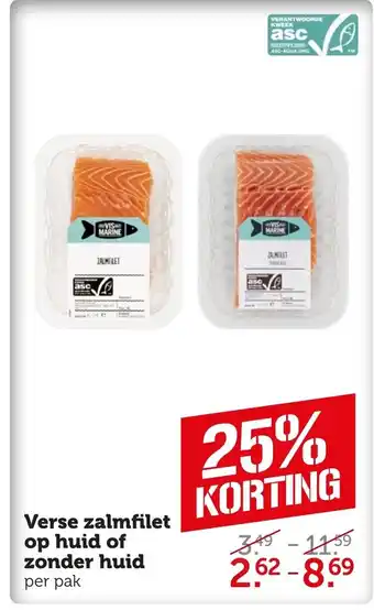 Coop Verse zalmfilet op huid of zonder huid aanbieding