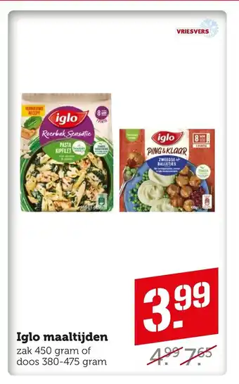 Coop Iglo maaltijden zak 450 gram of doos 380-475 gram aanbieding