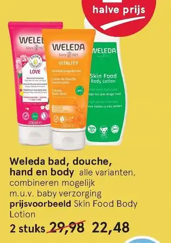 Etos Weleda bad, douche, hand en body aanbieding