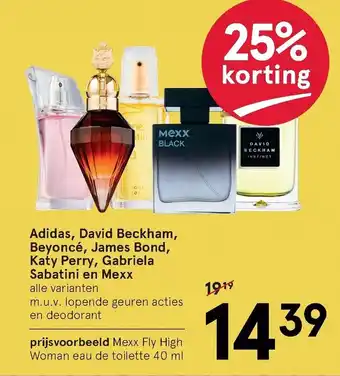 Etos Adidas, david beckham, beyonce, james bond, katyperry, gabriela sabatini en mexx aanbieding