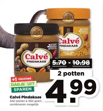 PLUS Calvé Pindakaas 2 potten aanbieding