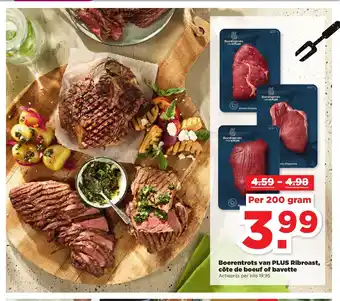 PLUS Boerentrots van PLUS Ribroast, cöte de boeuf of bavette 200 gram aanbieding