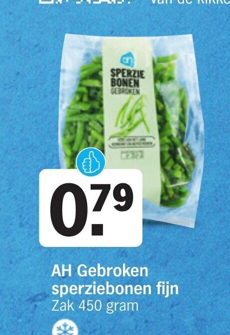 Albert Heijn AH Gebroken sperziebonen fijn Zak 450 gram aanbieding