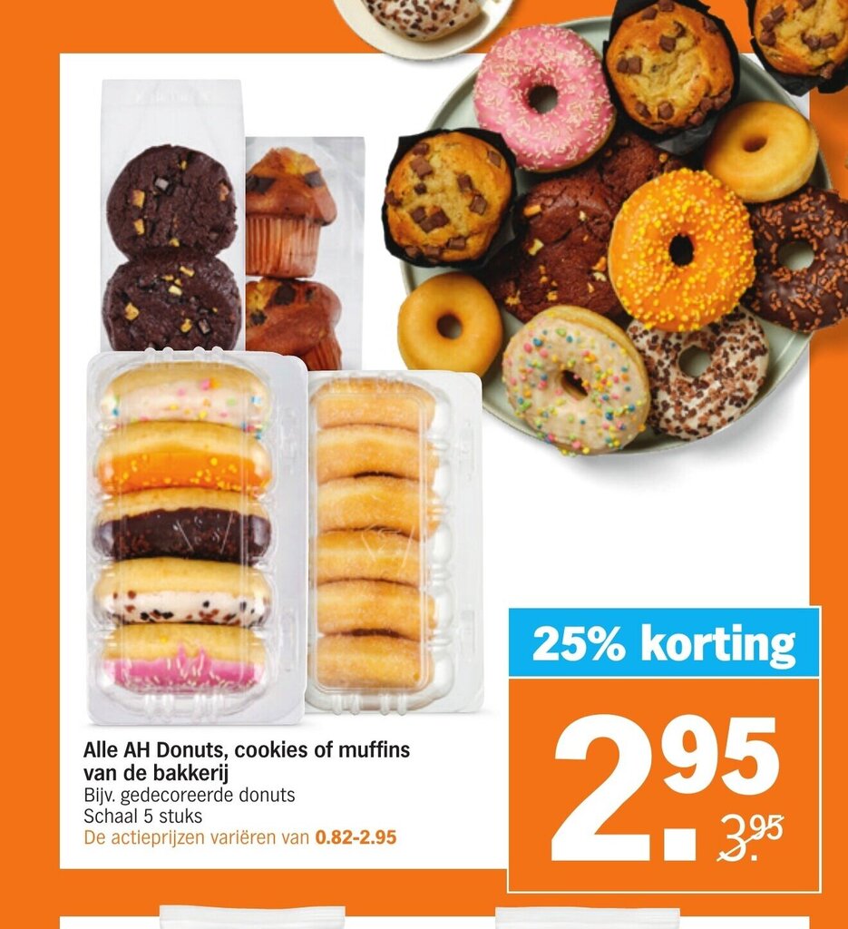 Albert Heijn Alle AH Donuts, cookies of muffins van de bakkerij aanbieding