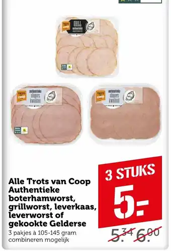 Coop Alle trots van coop authentieke boterhamworst, grillworst, leverkaas, leverworst of gekookte gelderse aanbieding