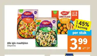 Albert Heijn Alle Iglo maaltijden Diepvries aanbieding