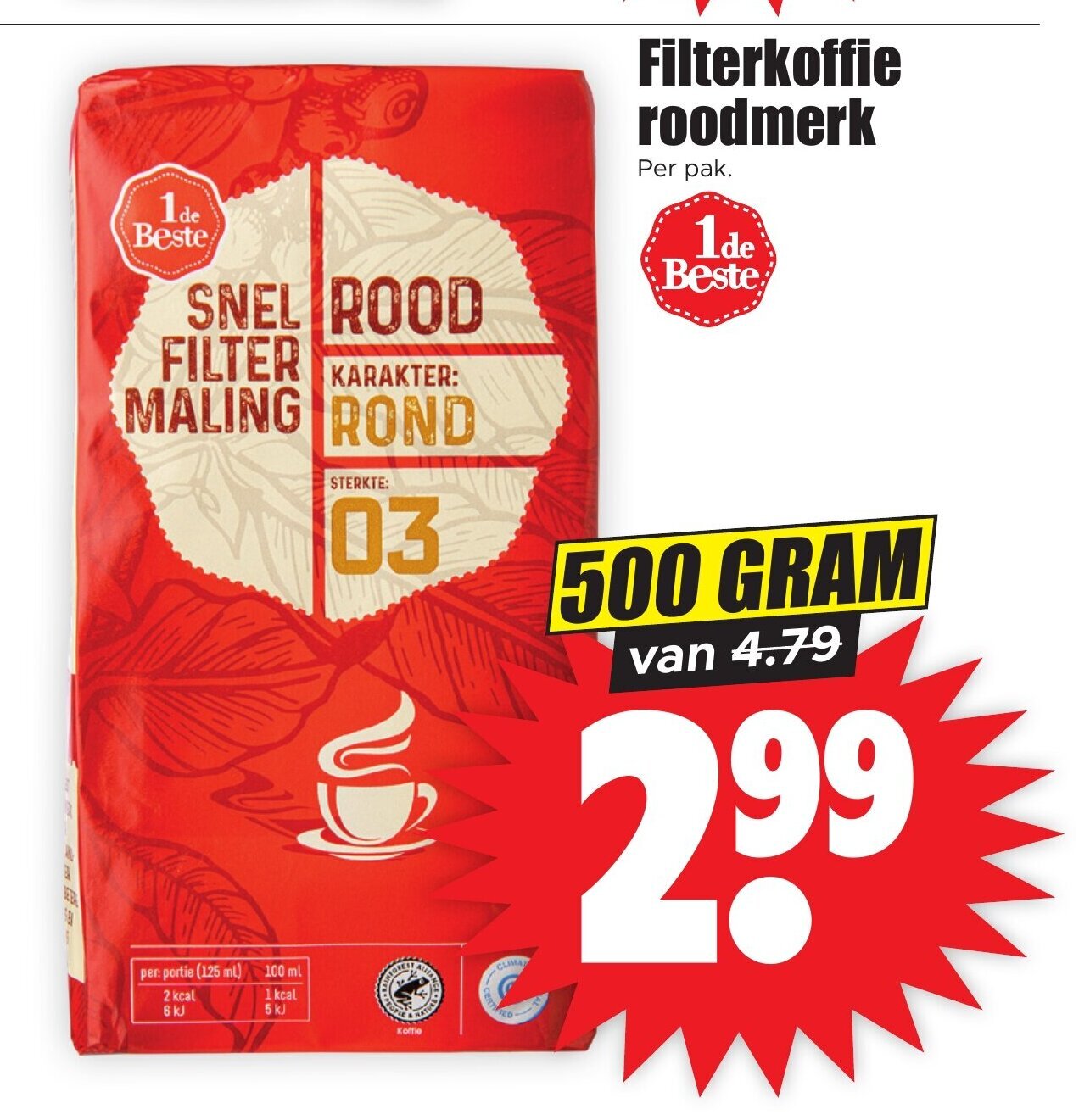 Dirk Filterkoffie roodmerk 500 GRAM aanbieding