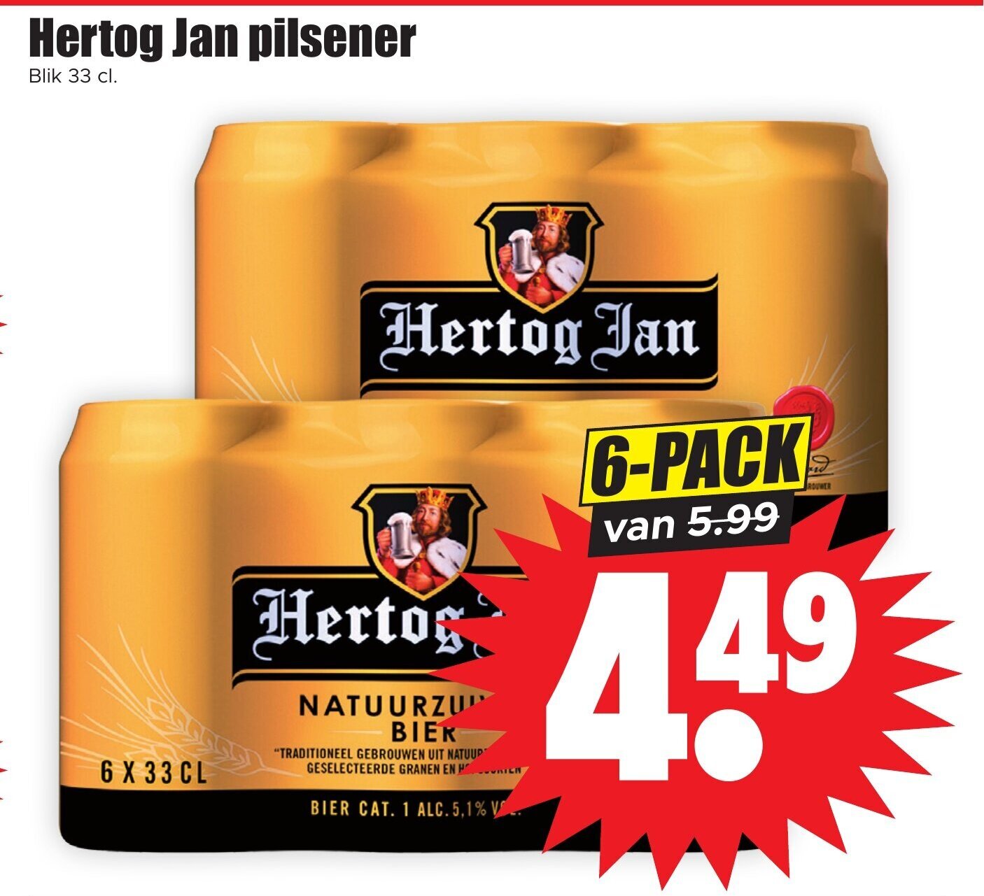 Dirk Hertog Jan pilsener Blik 33 cl. 6-PACK aanbieding