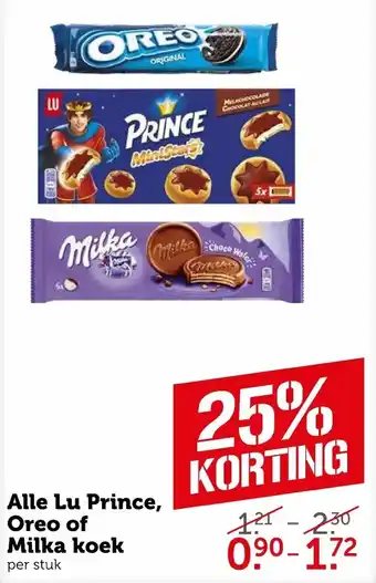 Coop Alle Lu Prince, Oreo of Milka koek aanbieding