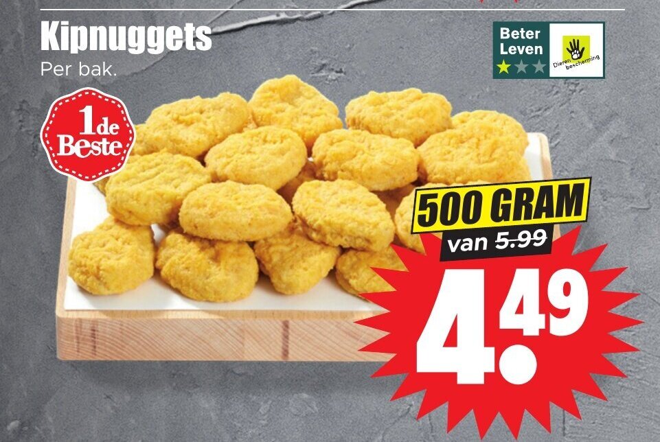 Kipnuggets 500 GRAM aanbieding bij Dirk