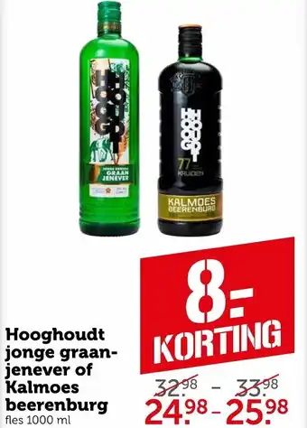 Coop Hooghoudt jonge graan- jenever of Kalmoes beerenburg 1000ml aanbieding