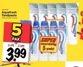 Vomar Voordeelmarkt Aquafresh tandpasta 5st aanbieding