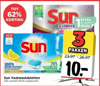 Vomar Voordeelmarkt Sun vaatwastabletten 3*18-24wb aanbieding