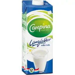 Jumbo Campina langlekker volle melk 1l aanbieding