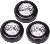Bol.com Zwarte zelfkleveden led's/set 3stuks/werkt op batterijen/voor voorraadkasten kleerkasten/te verlichten ruimte aanbieding