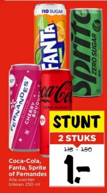 Vomar Voordeelmarkt Coca-Cola, Fanta, Sprite of Fernandes 250 ml aanbieding