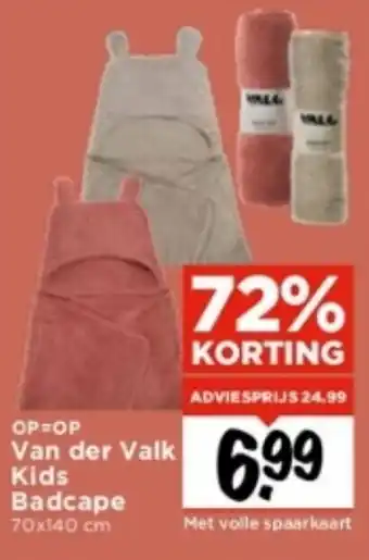 Vomar Voordeelmarkt Van der Valk Kids Badcape 70x140 cm aanbieding