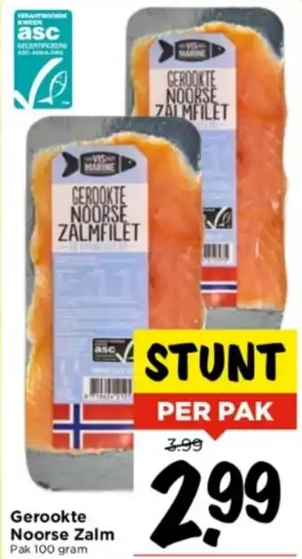 Vomar Voordeelmarkt Gerookte Noorse Zalm 100 gram aanbieding