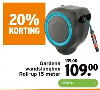 GAMMA Gardena wandslangbox Roll-up 15 meter aanbieding