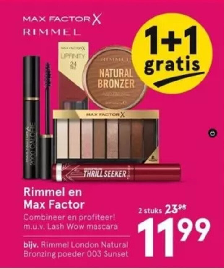 Etos Rimmel en Max Factor aanbieding