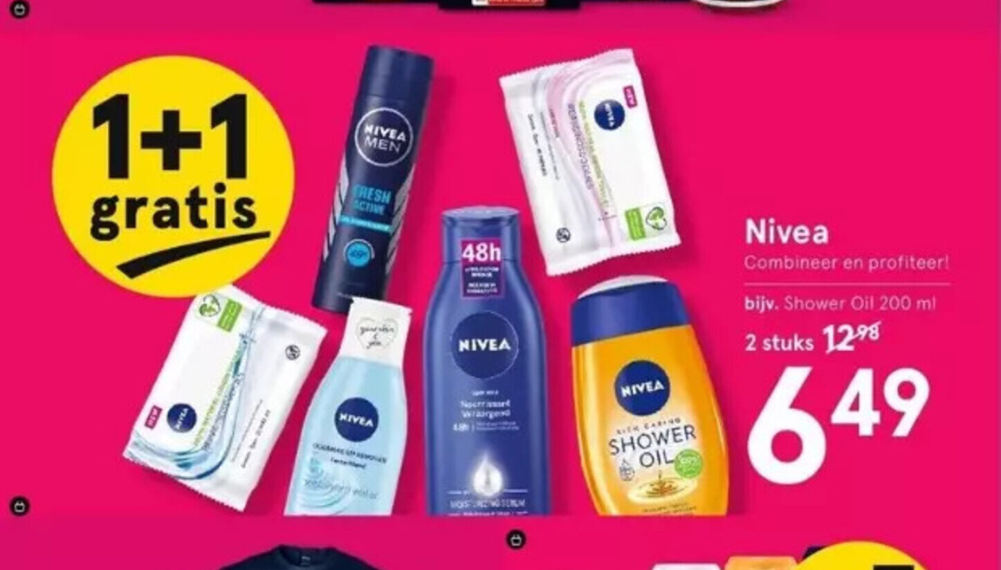 Nivea bijv. Shower Oil 200 ml aanbieding bij Etos