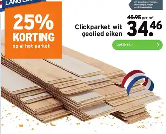 GAMMA Clickparket wit geolied eiken aanbieding