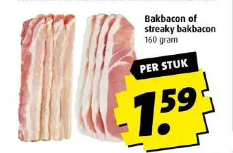Boni Bakbacon of streaky bakbacon 160 gram aanbieding